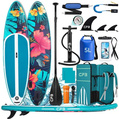 Produktbild von Stand Up Paddle Board 320x84x15 cm, Bis zu 160 kg, extra breites iSUP, Aufblasbares SUP-Board mit Paddel, Pumpe, Rucksack, für Anfänger und Erwachsene