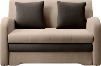 Produktbild von Sofa mit Schlaffunktion und Bettkasten Couch für Wohnzimmer Schlafsofa Sofagarnitur Polstersofa  - 130x85x103 cm - AMIRO (Beige + Braun - Nube 20 + 22 )