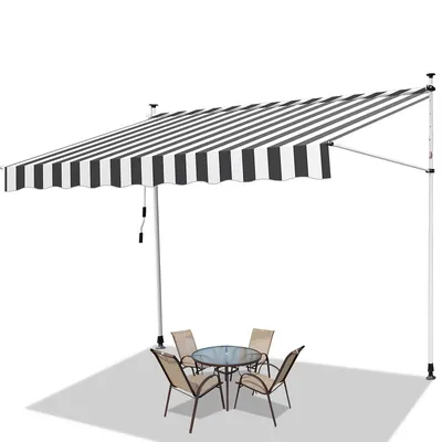 Produktbild von Jopassy Markise Klemmmarkise Höhenverstellbare Balkonmarkise Sonnenschutz Markise ohne Bohren für Terrasse Balkon 400cm Weiß Grau