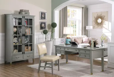 Produktbild von Büro Set Einrichtung Landhaus Schreibtisch Stuhl Aktenschrank Regal Tisch 3 tlg.