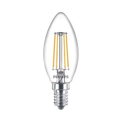 Produktbild von Philips LED FIlament Leuchtmittel B35 Kerze 3,4W = 40W E14 klar 470lm warmweiß 2700K DIMMBAR