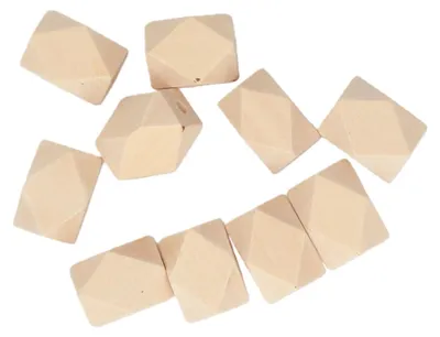 Obrázek produktu pro 10 kusů nedokončených geometrických mnohostěnů, broušené dřevěné korálky, příslušenství pro vlastní výrobu (27 x 20 mm)