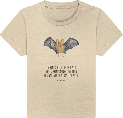 Produktbild von Mr. & Mrs. Panda  T-Shirt Fledermaus Flügel 12. - 18. Monat - Natural Raw - Geschenk, Baby Shirt, Babyshirt, Öko, Lustige Sprüche, Kinder