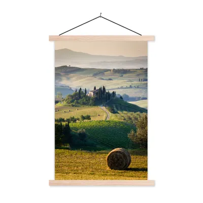 Produktbild von MuchoWow® Textilposter Toskana - Landschaft - Grün 40x60 cm mit holzfarbenen Rahmen - Poster