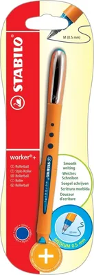 Produktbild von Tintenroller worker+ medium 0,5 mm blau Blisterkarte Packung mit 10 Stück