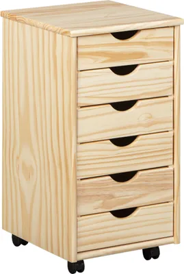 Produktbild von Rollcontainer Bürocontainer Container Homeoffice Nils Massivholz natur 6 Schubladen