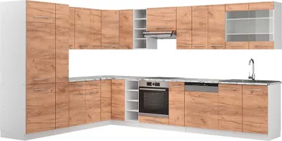 Produktbild von Eckküche Vicco Fame-Line Goldkraft Eiche/Weiß 347 x 60 cm , AP Marmor, Model 47319