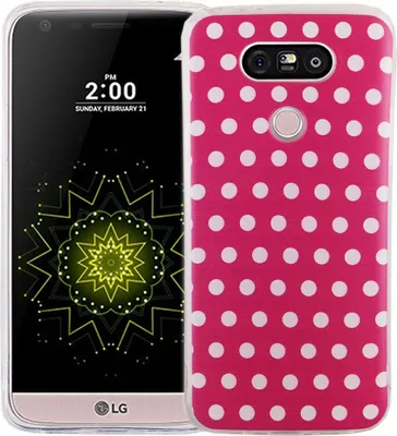 Produktbild von Handy Hülle für LG G5 Cover Case Schutz Tasche Motiv Slim Silikon TPU Polka Dot Pink