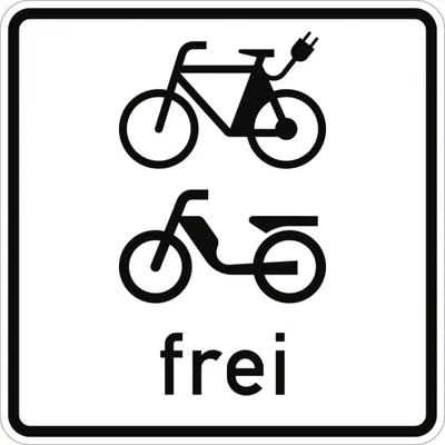 Produktbild von Verkehrsschild VZ1022-15, E-Bikes und Mofas frei, Alu, RA2, 420x420 mm