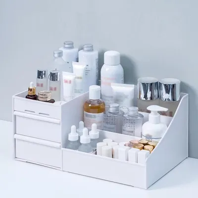 Obrázek produktu pro Velkokapacitní box na kosmetiku, organizér do zásuvky na make-up, šperky a laky na nehty - BÍLÝ typ - 28 x 17 x 13 cm #C
