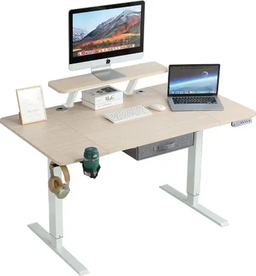 Zdjęcie produktu dla Hilodesk 140cm Elektryczne Biurko stojące z regulowaną wysokością, biurko stojące do domowego biura, biurka komputerowego, Ze stojakiem na komputer
