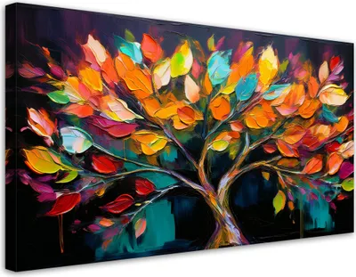 Produktbild von Leinwandbild Bunt Baumblätter Gemalte 120x60 Feeby Bunt bild für die wand bereit zum aufhängen