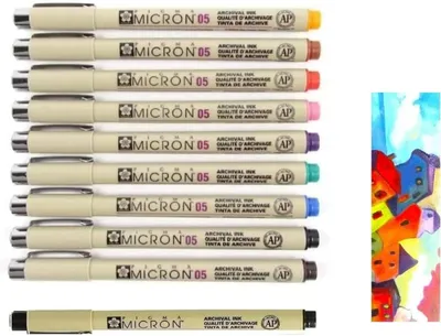 Productafbeelding van Sakura pigma MICRON 9 kleuren set maat 05 + 1