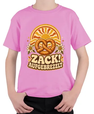 Obrázok produktu pre Zack! Tričko s motívom edelweissu, bavorské tradičné oblečenie, kožené nohavice, detské tričko, ružová farba, veľkosť 152