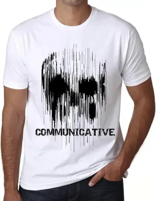 Produktbild von Herren Grafik T-Shirt Schädel kommunikativ – Skull Communicative – Öko-Verantwortlich Vintage Jahrgang Kurzarm Lustige Druck Geburtstag Geschenk Mann