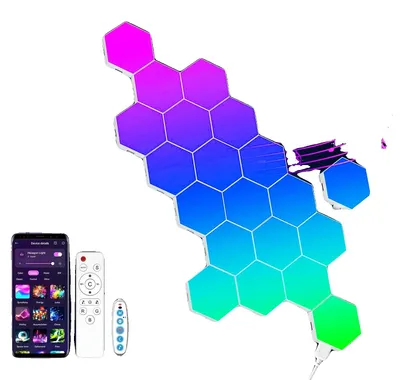 Obrázek produktu pro Šestihranné nástěnné svítidla, synchronizace s hudbou, modulární design, Hexagon Light-c, 20 kusů