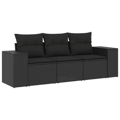 Produktbild von "2026 MODERNE" 3-tlg. Garten-Lounge-Set - elegantes Design - Sitzgruppe/Gartengarnitur - mit Kissen Schwarz Poly Rattan - Terassenmöbel NeuMöbel514591