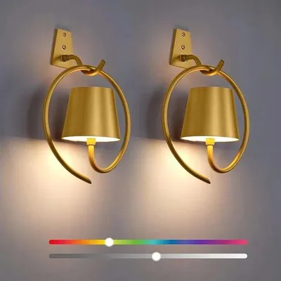 Zdjęcie produktu dla Kinkiety LED RGB bezprzewodowe złote 2 sztuki