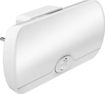 A white plug-in night light with a motion sensor.