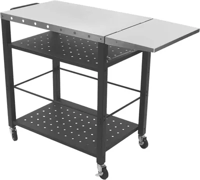 Image de Chariot de barbecue - Chariot pour grill - Table de grill - Chariot de service - Chariot pour cuisine extérieure - Acier inoxydable