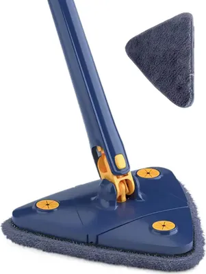 Produktbild von Wischmopp 360° drehbar Super Wasseraufnahme dreieckig Wischmopp Faltbarer automatischer Wasserquetsch-Mikrofaser-Wandwischmopp mit 1 Ersatz-Mopp-Tüchern - navy