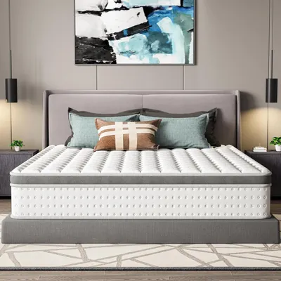 Produktbild von DEWINNER Hybridmatratze 160 x 200 x 25 cm mit Taschenfedern und Memory-Schaum, 7 Komfortzonen, mittlere Härte, -
