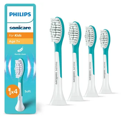 Obrázek produktu pro Philips Sonicare For Kids For Kids HX6044/90 Balení 4 ks hlavic kartáčku, 4 kusů, Modrá, Bílá, 3 měsíc/ů, Měkké, 62000 pohybů za minutu, 7 rok/roky