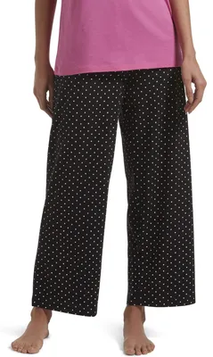 Produktbild von HUE Damen-Schlafanzug, Bedruckt, Lange Strickhose, Schwarz – Rio Dot, S