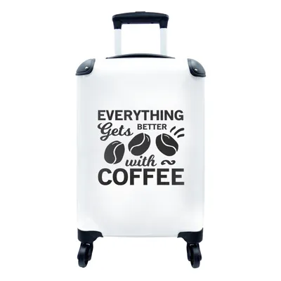 Produktbild von MuchoWow® Koffer Handgepäck Trolley Rollkoffer Kleine Reisekoffer mit 4 Rollen - Mit Kaffee wird alles besser - Zitate - Sprichwörter - Kaffee - Cabin Size < 55x40x23 cm & 55x40x20 cm - Fotokoffer - Kabinenkoffer - Boardgepäck - Reise-Box - Reisekoffer - Reisegepäck - Koffer mit Bild - Trolley für Kinder