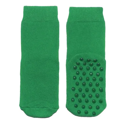 Produktbild von Kinder ABS-Socken aus Baumwolle Einfarbig: Noppen Grasgrün Größe 27-30