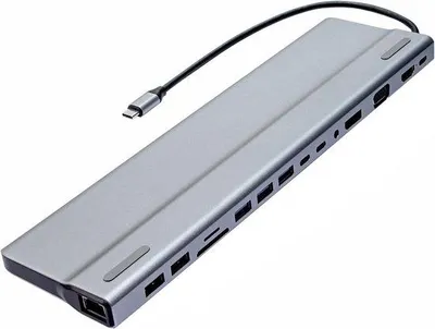 Image de Station d'accueil multifonction USB-C 15-en-1, 3 écrans (HDMI/DP/VGA), Ethernet, USB, SD/TF, audio, pour ordinateur portable, PS4, Xbox, Switch