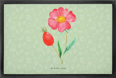 Produktbild von Mr. & Mrs. Panda Schmutzfangmatte Blume Hagebutte 50 x 75 cm - Blattgrün - Geschenk, Garten, Gummimatte, Schlechte Gedanken, Fussmatte, Schmutzmatte, Schmutzfänger