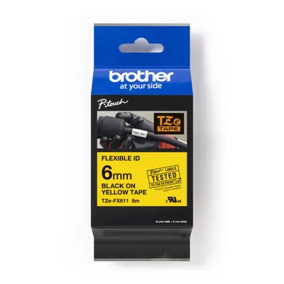 Immagine prodotto di Nastro Brother TZe-FX611 (stampa nera/supporto giallo)