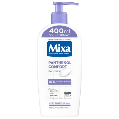 Produktbild von Mixa Panthenol Body Lotion XXL, juckreizlindernder, beruhigender Balsam, mit Panthenol u. pflanzlichem Glycerin, für empfindliche, sensible Haut 400ml
