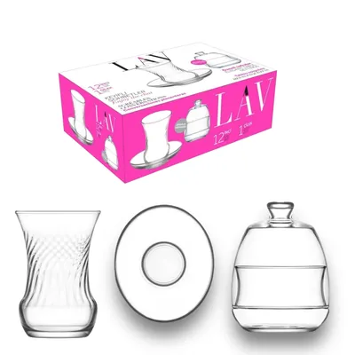 Produktbild von LAV Inci 13-Teiliges Tee-Set: 6 Teeglaser, 6 Untertassen & Zuckerschale