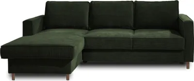 Image de Lisa Design Jake - canapé d'angle gauche - convertible avec coffre - 4 places - en velours côtelé , Vert