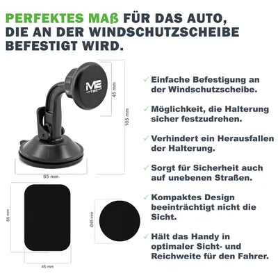 Produktbild von M2 Tec KFZ Halter Universal Handyhalterung Auto Magnet Smartphone Front Wind Schutz Scheibe