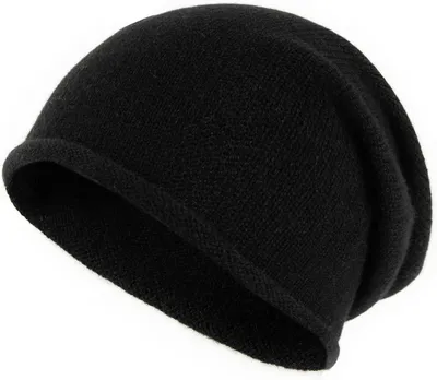Produktbild von Kaschmir Mütze Damen – weiche Beanie Strickmütze Herren aus Kaschmir, warme Wintermütze, Geschenk zu Geburtstag & Weihnachten, A699 Schwarz