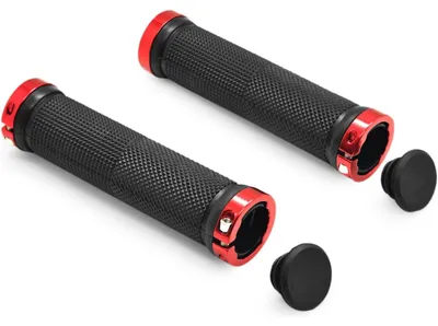 Productafbeelding van Fiets handvatten set van 2 voor BMX en mountainbike, rood, 22 mm