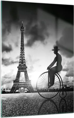 Produktbild von Bilder auf glas - Einteilig - Paris Gentleman Fahrrad - 50x70cm - Glasbilder - Wandbilder - Bilder - zum Aufhängen bereit - Wanddekoration aus Glas - Glas Bilder - Wandbild auf Glas - GPA50x70-4204