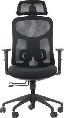 Produktbild von Ergonomischer Bürodrehstuhl ARDEN, Nylon Basis, verstellbare Armlehnen, Kopfstütze und Lordosenstütze, Sitzverlängerung, Schwarz