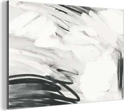 Obrázok produktu pre Nástenná dekorácia Kovový kovový obraz Wall Art 60x40cm Čierna - biela - sivá - abstraktná Muchowow Hliníkové obrazy