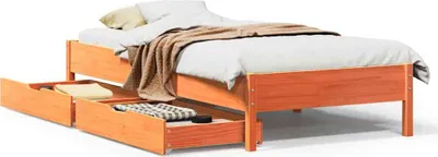 Produktbild von vidaXL Massivholzbett ohne Matratze Wachsbraun 100x200 Kiefernholz