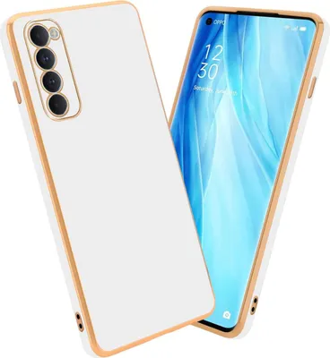 Produktbild von Cadorabo Schutzhülle für Oppo Reno4 PRO in Glossy Weiß - Gold Hülle flexibles TPU Silikon Cover Kameraschutz