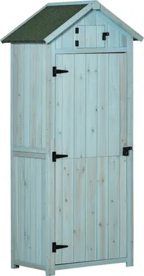 Immagine prodotto di Casetta da giardino in legno, resistente alle intemperie, 77x54x179 cm, blu/verde