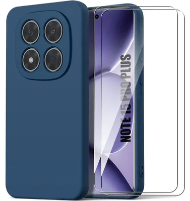 Image de Coque + 2 Verres Trempés pour Xiaomi Redmi Note 15 Pro Plus 5G, Anti-Rayures Antichoc - Bleu Marine