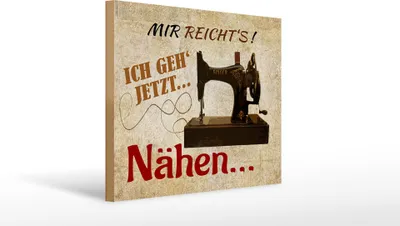 Produktbild von Holzschild mir reicht`s ich geh jetzt nähen, 40 x 30 cm, Holzschilder Spruch Nähmaschine