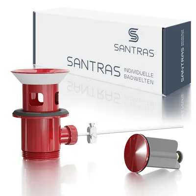 Produktbild von SANTRAS® Exzenter Zugstange-Ablaufgarnitur in Rot (RAL 3003)