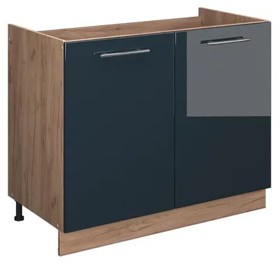 Obrázok produktu pre Spodná skrinka pod drez Vicco Fame-Line Tmavo modrá vysoký lesk/Dub Goldkraft 100 cm bez pracovnej dosky, Model 61609