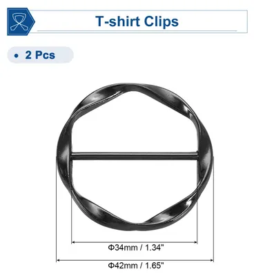 Produktbild von 2 Stš¹ck T-Shirt Clips, 34mm(1-5/16") Runder Metall Seidenschal Ring Clip, Kleidung Knoten Schnalle Ring Wrap Halter fš¹r Damen Schal, Lockeres T-Shirt, Schwarz